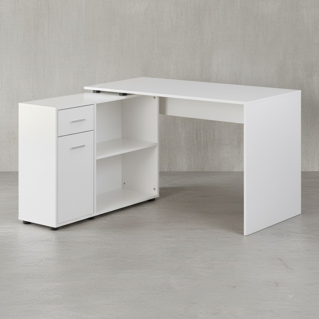KADIMA DESIGN Schreibtisch mit Regal-Platte: Integriertes Regal, flexibel aufstellbar, Melaminharz-Beschichtung, Schublade/Tür