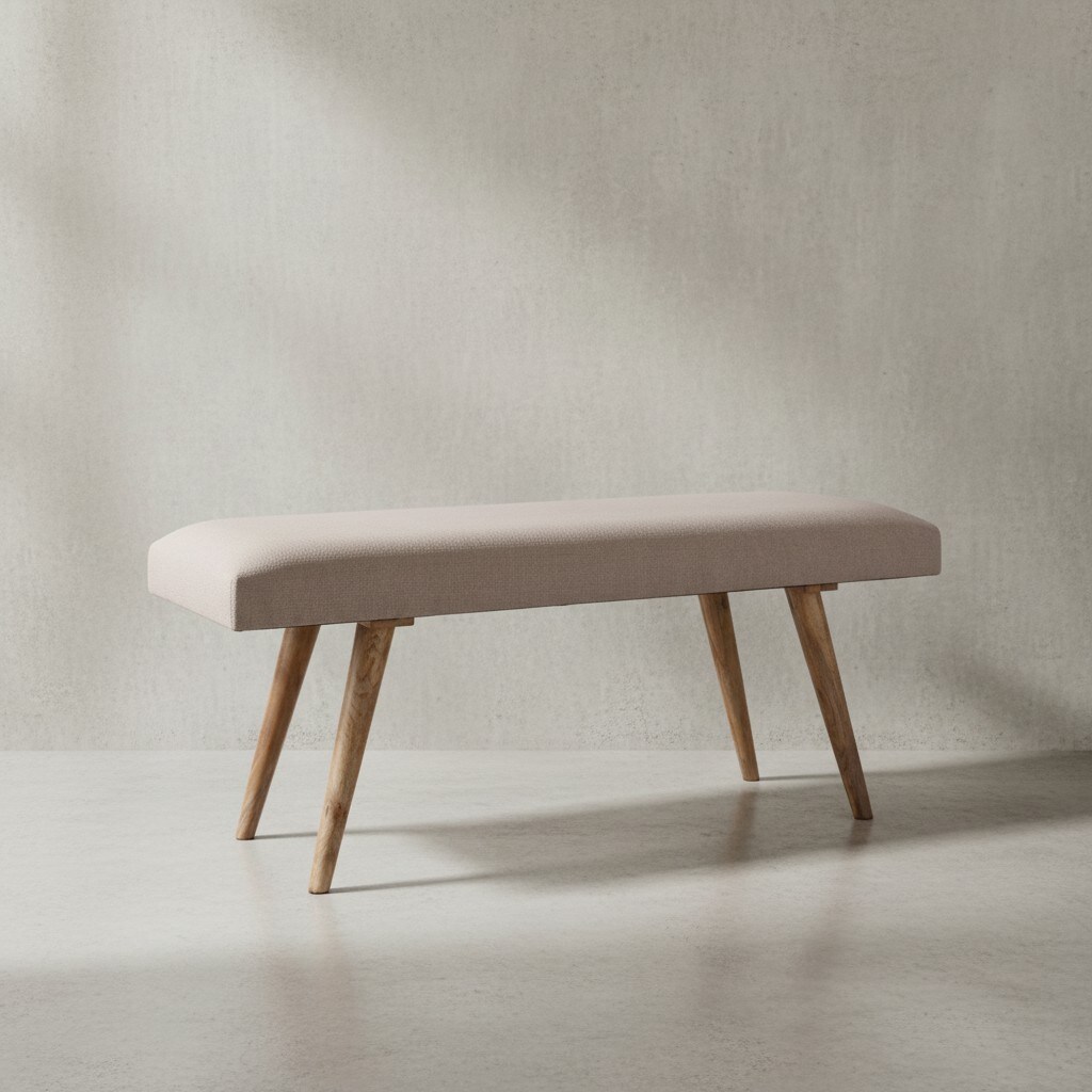 KADIMA DESIGN Sitzbank SILE: Retro-Stil, Bequeme Polsterung, Strapazierfähiger Stoffbezug, Massivholz, Anti-Rutsch-Noppen