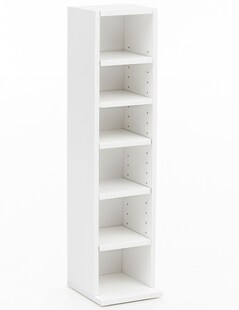 KADIMA DESIGN 6-Fächer Wandregal, Holz weiß, freistehend, schmal, 21x91x25,5 cm. 