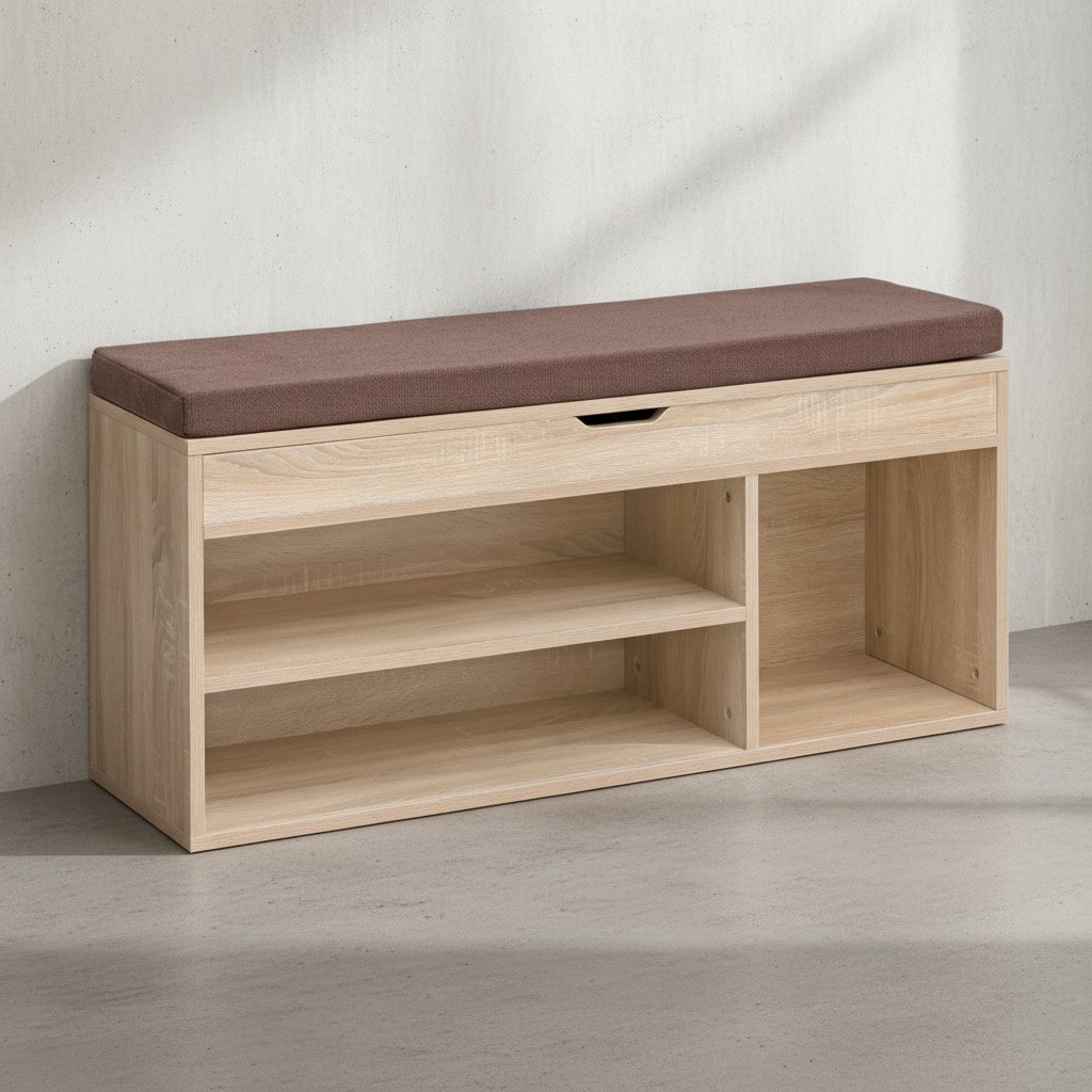 KADIMA DESIGN Garderobenbank mit Stauraum: Sitzkomfort, Funktionalität, Braun Stoffbezug, Viel Stauraum, Melaminharzbeschichtung