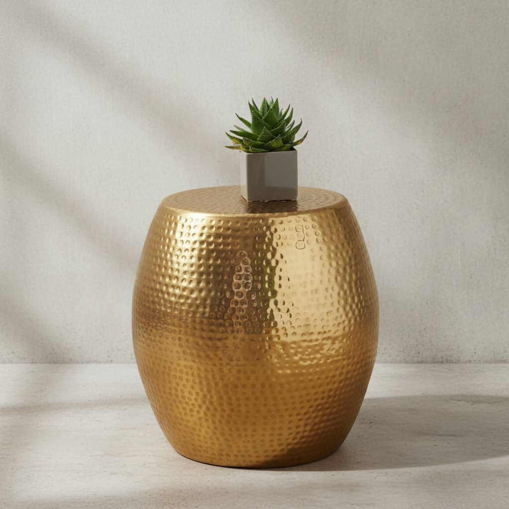 KADIMA DESIGN Beistelltisch ENNS: Orientalisch, Hammerschlag-Struktur, Aluminium, 42x42x42 cm