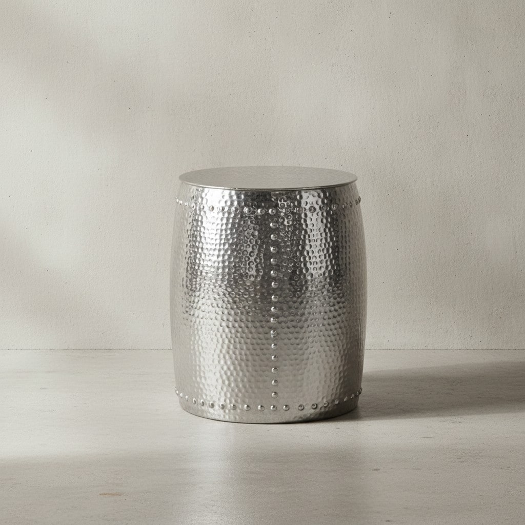 KADIMA DESIGN Beistelltisch ENNS: Orientalisch, Hammerschlagstruktur, Aluminium, 38,5 cm Durchmesser