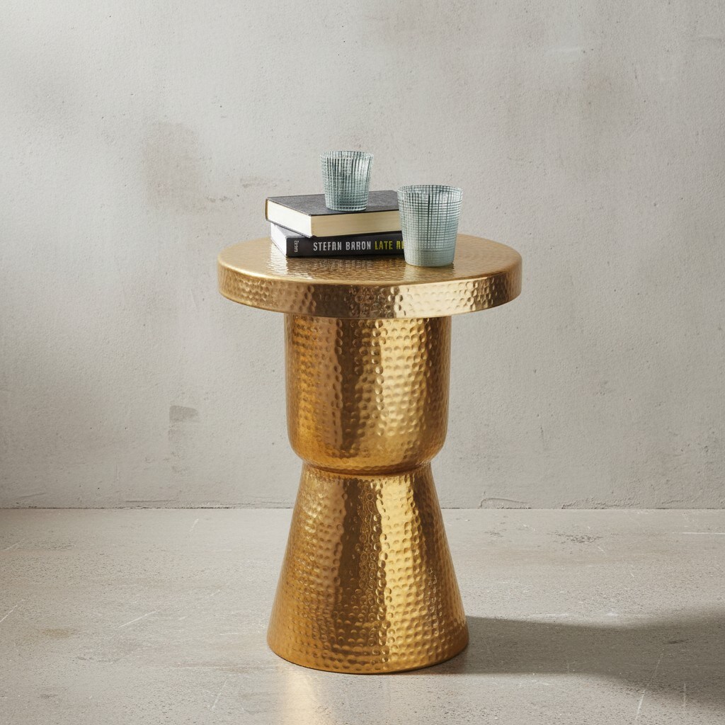 KADIMA DESIGN Orientalischer Dekotisch ENNS: Aluminium, Hammerschlag-Strukturen, 43x59x43 cm