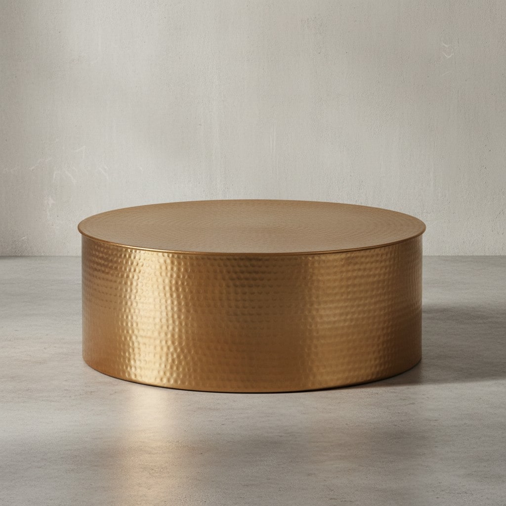 KADIMA DESIGN Couchtisch ENNS: Orientalisch, Hammerschlagstruktur, Aluminium, großzügige Ablage