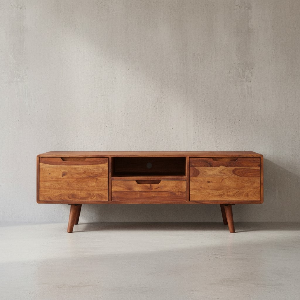 KADIMA DESIGN Massives Lowboard im Landhausstil, Fernsehkonsole mit Stauraum, Handgefertigt. 