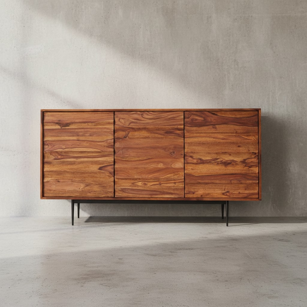 KADIMA DESIGN Charmantes Sheesham Sideboard, 150 cm Breit, 3 Türen, Ideal für moderne Wohnräume