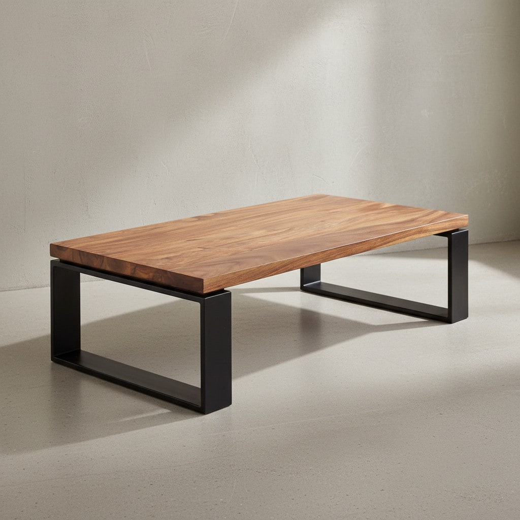 KADIMA DESIGN Industrial Couchtisch, Holz und Metall, 115x60 cm, Einzigartige Holzmaserung.