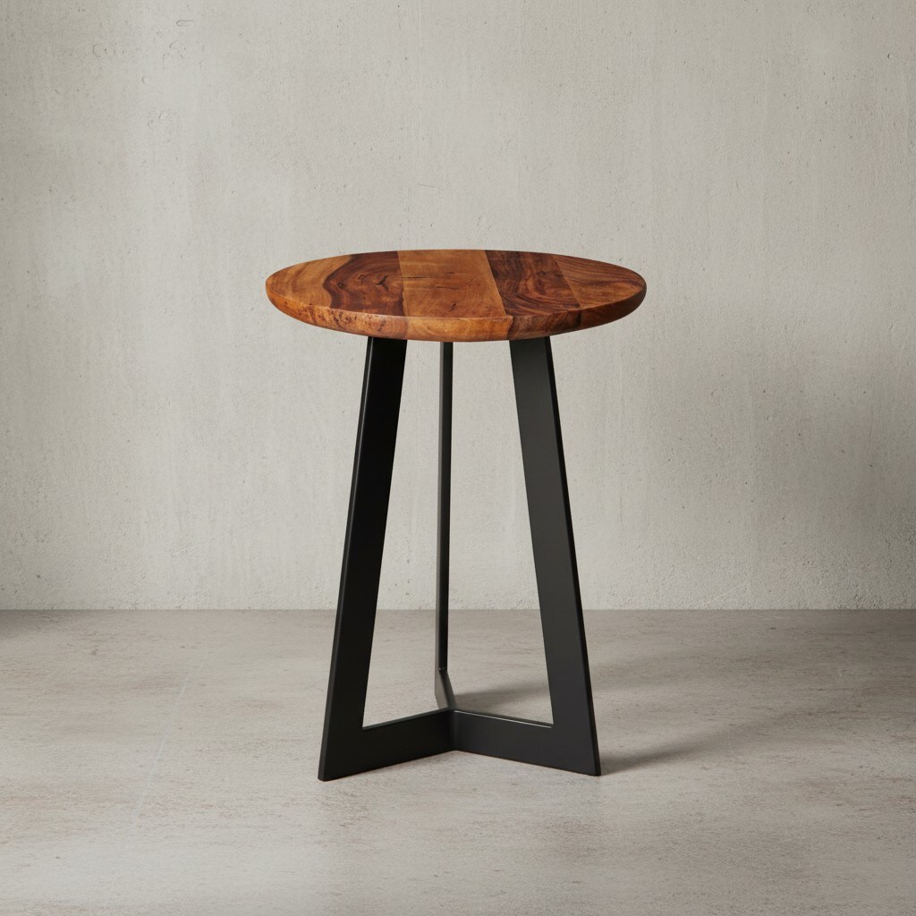 KADIMA DESIGN Massiver Industrial-Beistelltisch, Holz und Metall, Einzigartige Maserung, Vielseitig.