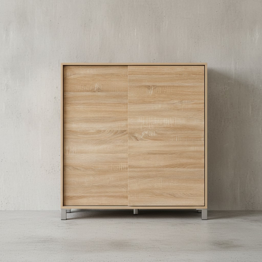 KADIMA DESIGN Schuhschrank FULDA: 20 Paar Schuhe, moderne Ablagef&auml;cher, Schiebet&uuml;ren, kratzfest, Melaminharz, Sonoma-Farbe, Anti-Rutsch-Noppen. 