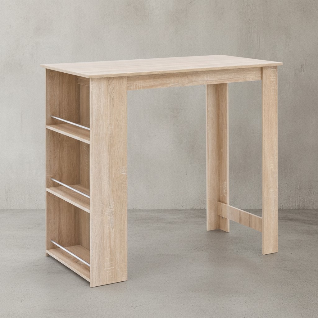 KADIMA DESIGN Küchentresen GANDER: Edelstahl, 3 Fächer, große Ablage, 120x107,5x60 cm, Melaminharzbeschichtung, maximale Belastung 40 kg.