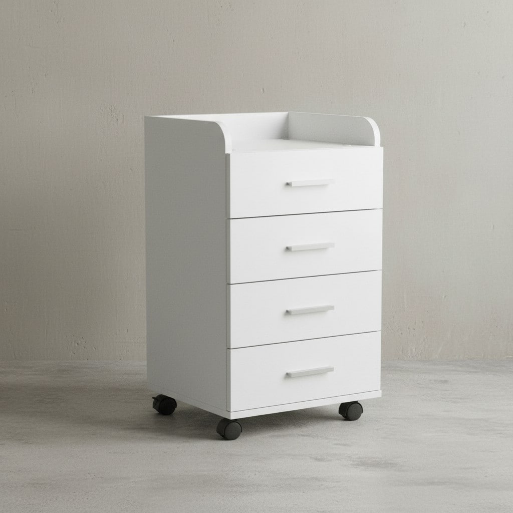 KADIMA DESIGN Rollcontainer ISONZO: 4 Schubladen, Ablagefläche, Rollen, Melaminharz-Beschichtung, flexibel und mobil.