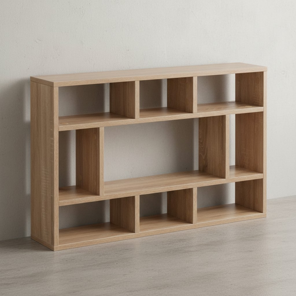 KADIMA DESIGN Wandregal MAGRA: 9 F&auml;cher, Melaminharz-Beschichtung, Spanplatte, Sonoma Eiche, 75x51x16 cm. 