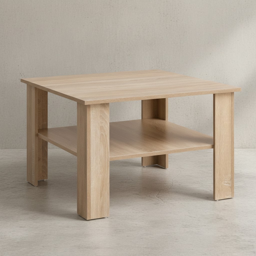 KADIMA DESIGN Couchtisch NIDDA Holz: Sonoma Eiche, Melaminharzbeschichtung, kratzfest, Ablagefläche, 60 kg Belastbarkeit.
