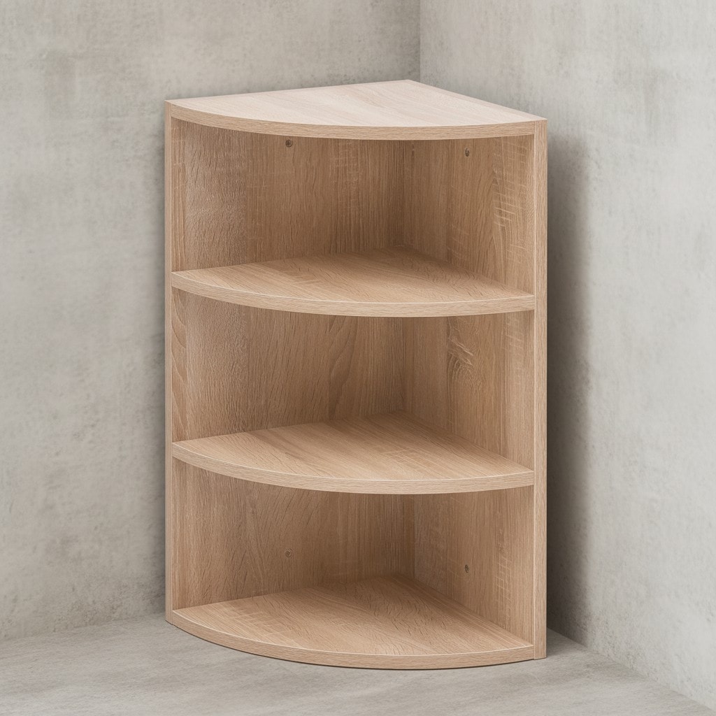 KADIMA DESIGN Eckregal NIDDA: Modern, 3 F&auml;cher, runde Front, Melaminharz-Beschichtung, schneller Aufbau. 