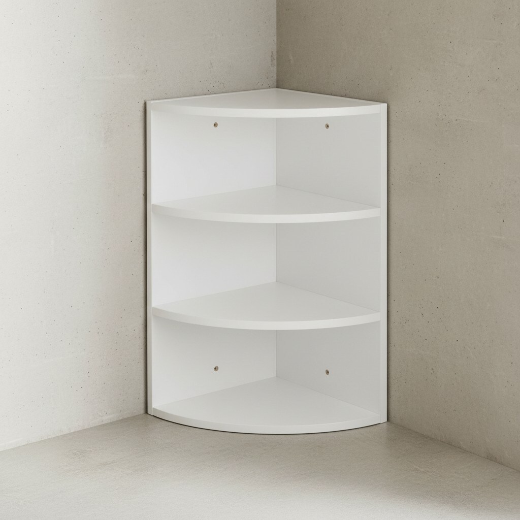 KADIMA DESIGN Eckregal NIDDA: Modern, 3 Fächer, runde Front, Melaminharz-Beschichtung, schneller Aufbau.