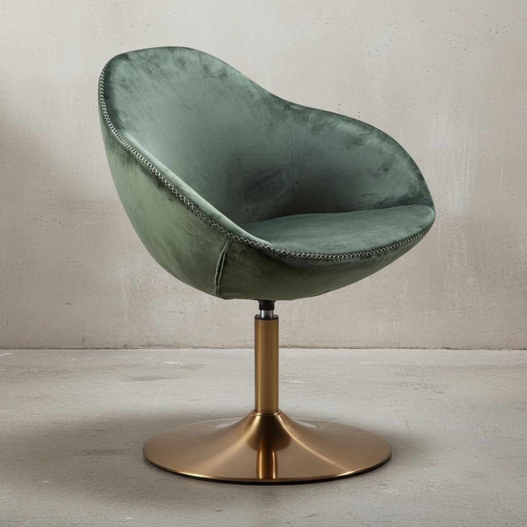 KADIMA DESIGN Loungesessel: Bequem, Drehfunktion, grün-gold, Trompetenfuß, 360° drehbar, Samtbezug, Polyester.