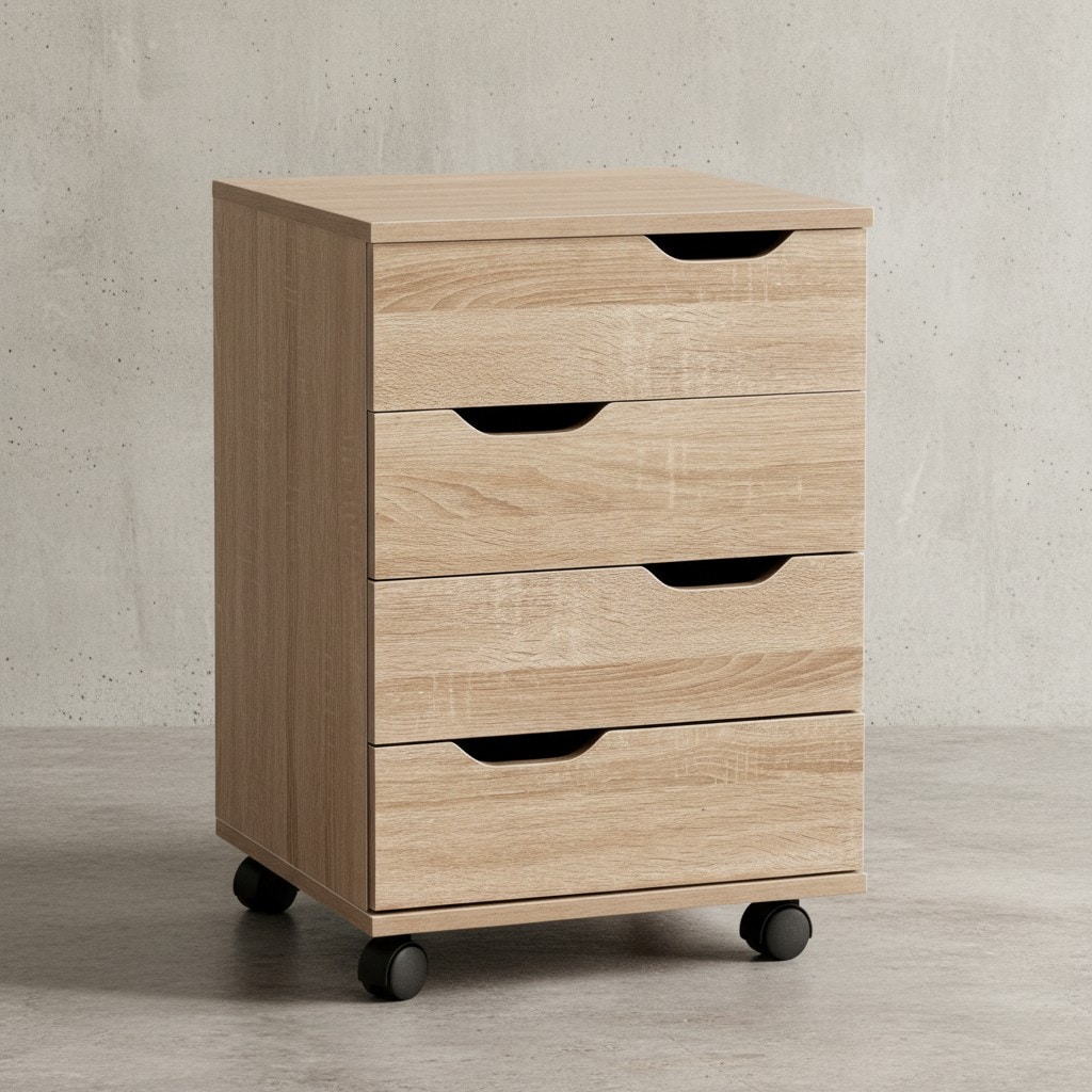 KADIMA DESIGN Stylischer Rollcontainer mit 4 Schubladen und Rollen, Modernes Design für Büroambiente