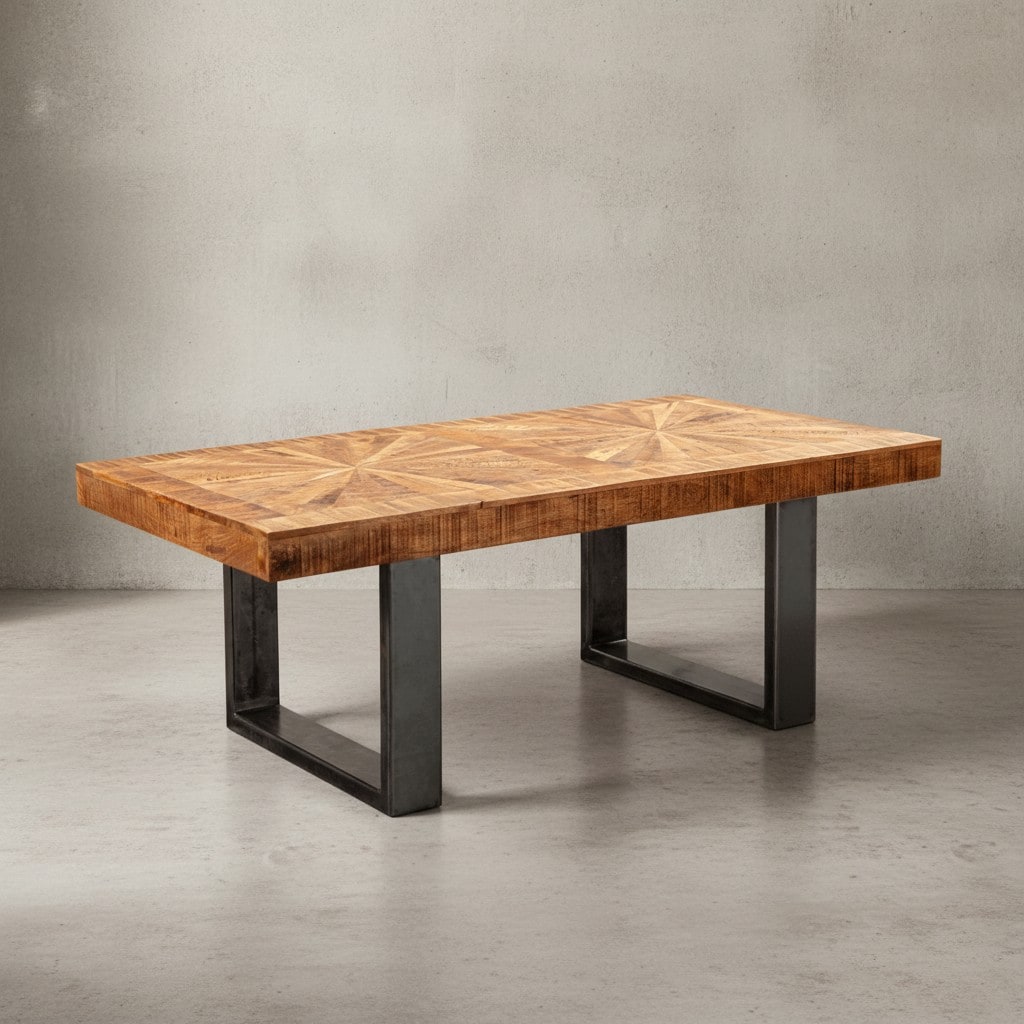 KADIMA DESIGN Couchtisch Mango, rustikaler Stil, Metallbeine, 105x40x55 cm, 50 kg Belastbarkeit.