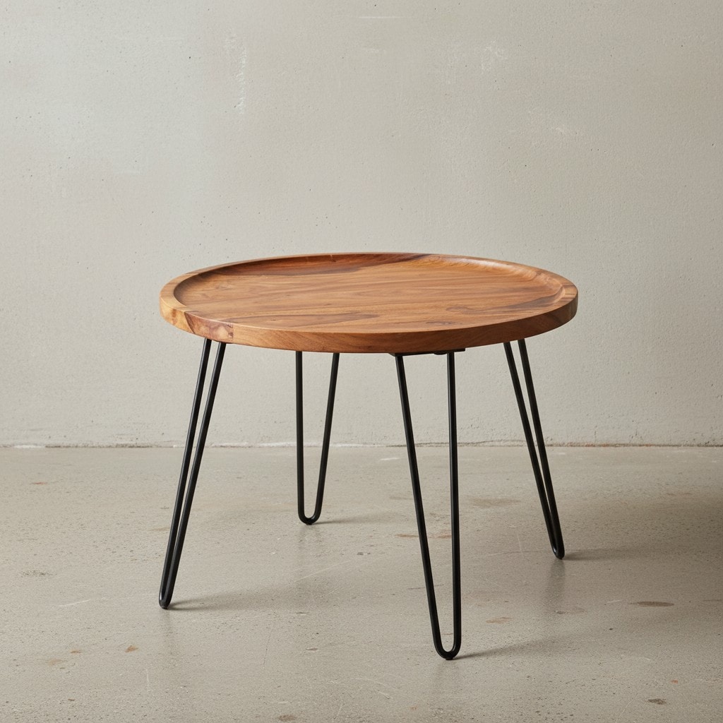 KADIMA DESIGN Sheeshamholz Couchtisch, Haarnadelbeine, modernes Design, große Ablagefläche.