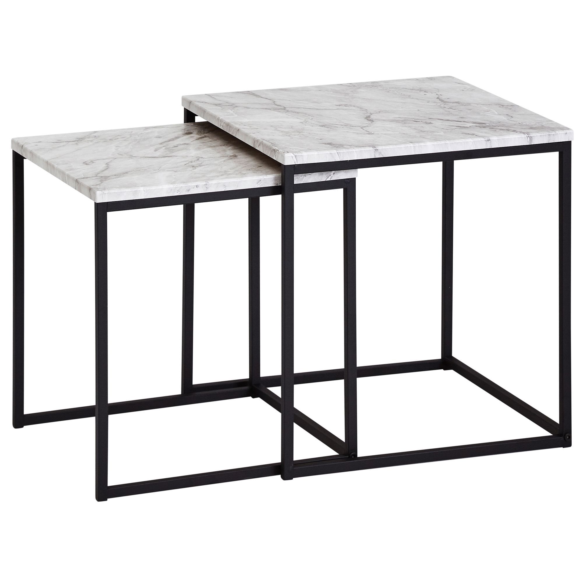 KADIMA DESIGN Marmor-Optik Beistelltisch Set, moderne Wohnzimmerm&ouml;bel, robustes Metallgestell, 40x42,5x40 cm und 35x39,5x35 cm. 