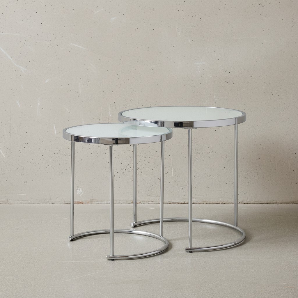 KADIMA DESIGN 2tlg Runder Glas Couchtisch Set, modernes Design mit Stauraum, platzsparend.