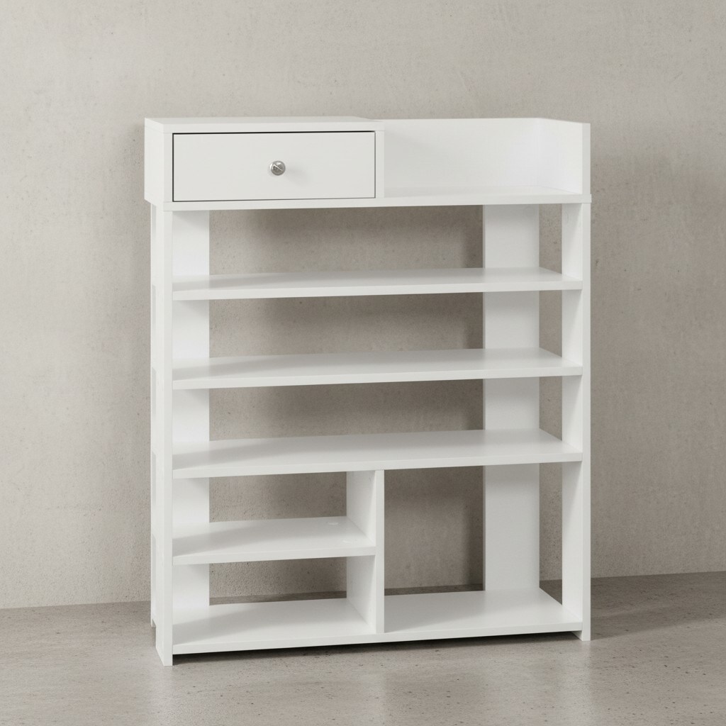 KADIMA DESIGN Schuhregal f&uuml;r kleine Flure, 7 F&auml;cher, Schublade, melaminharzbeschichtete Oberfl&auml;che, 75x92,5 cm. 