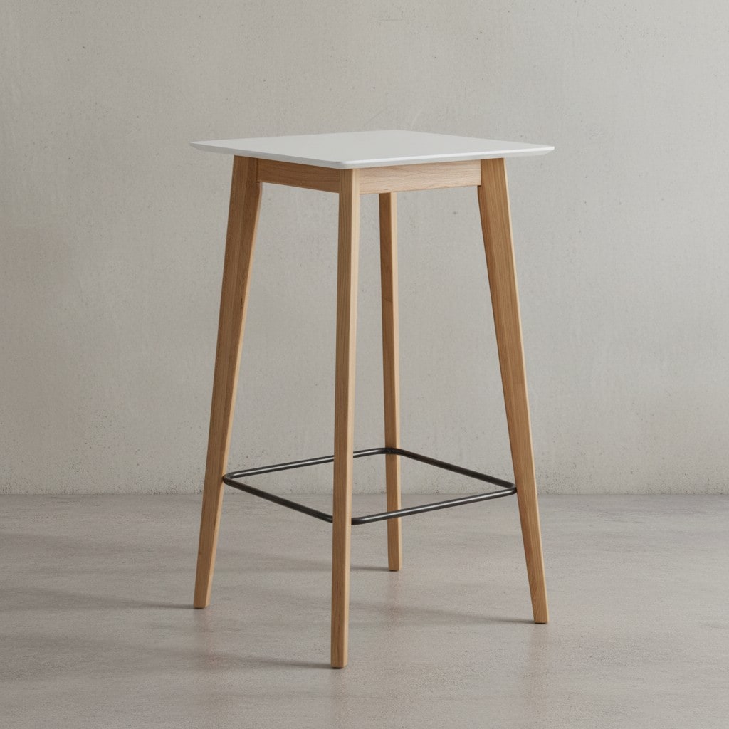 KADIMA DESIGN Skandinavischer Bartisch, Eichenbeine, quadratische Tischplatte, 50 kg Belastbarkeit.
