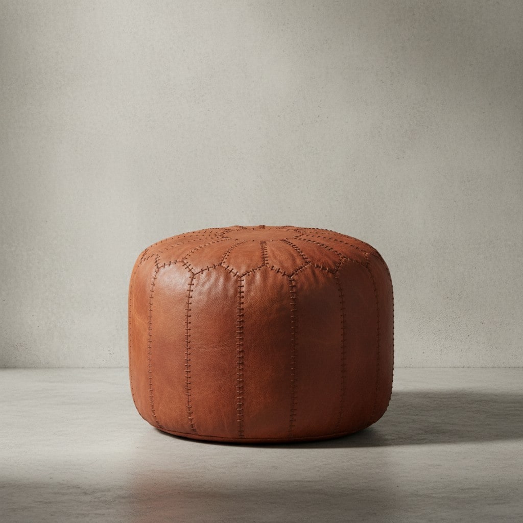 KADIMA DESIGN Orientalischer Echtleder Sitzhocker, Strapazierf&auml;hig & Gem&uuml;tlich, Braun 