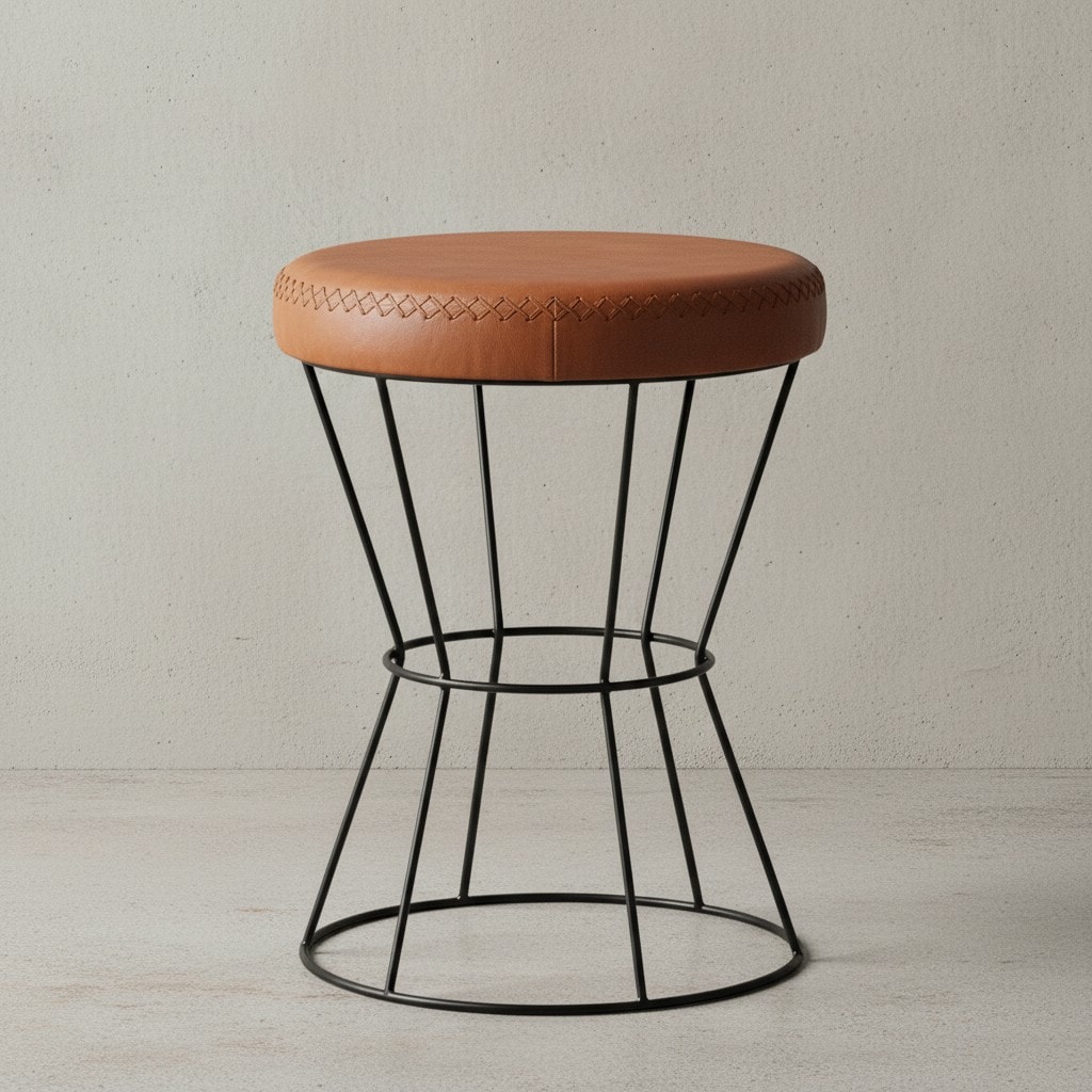 KADIMA DESIGN Industrial Sitzhocker, Sicherer Sitzkomfort in extravagantem Echtleder