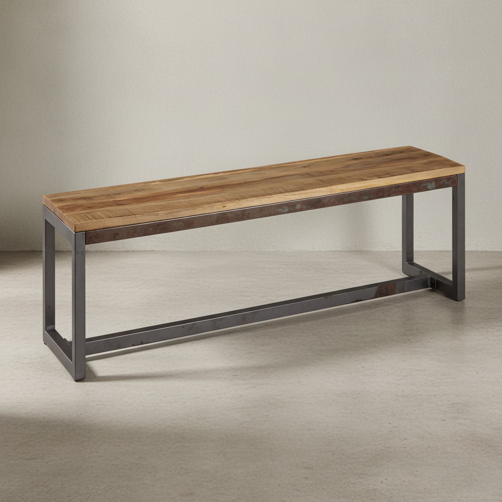 KADIMA DESIGN Vintage Esszimmerbank im Mangoholz-Stil mit Metallgestell, Stabil & Unikat 