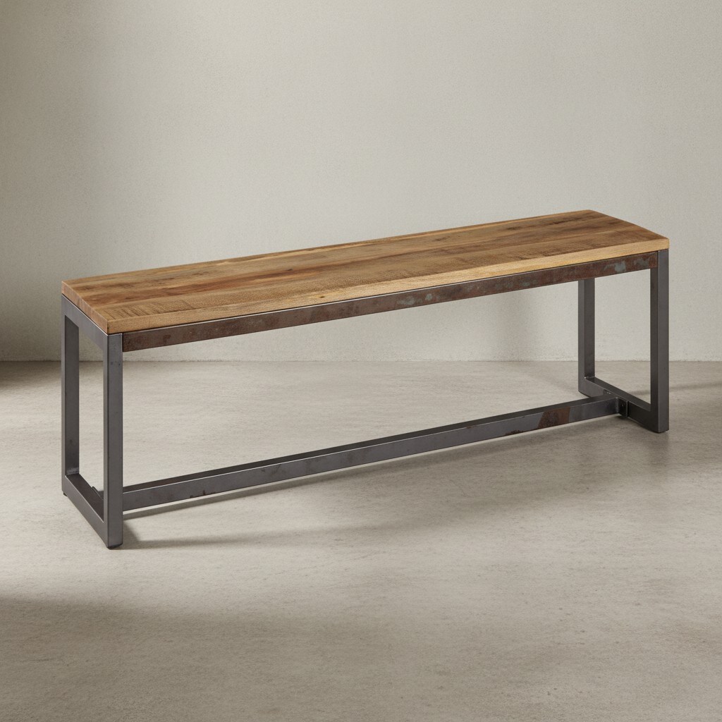 KADIMA DESIGN Vintage Esszimmerbank im Mangoholz-Stil mit Metallgestell, Stabil & Unikat