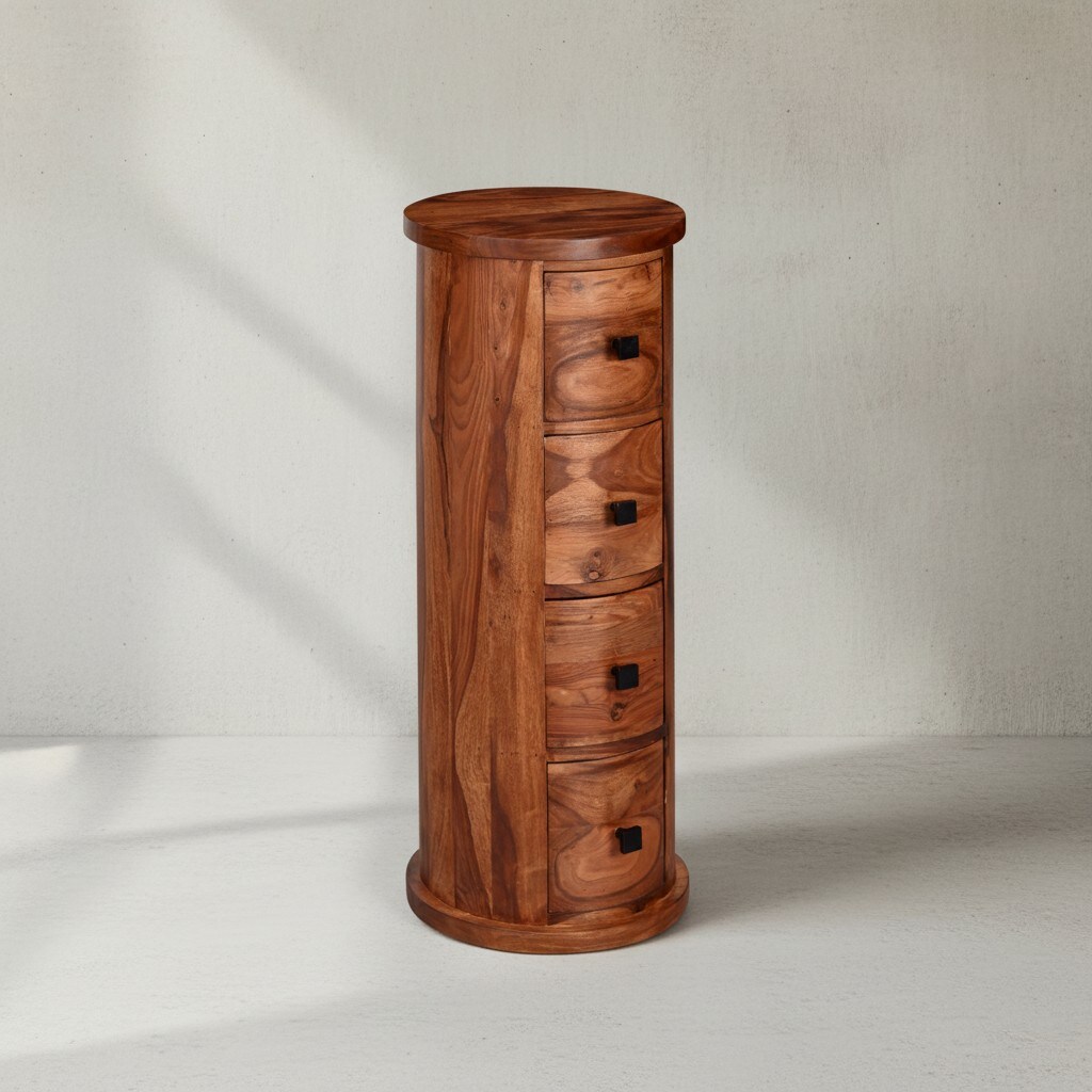 KADIMA DESIGN Rustikale Sheesham Kommode mit 4 Schubladen, Stilvolle Jugendstil Einrichtung, gro&szlig;er Stauraum 