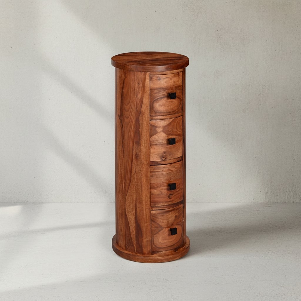 KADIMA DESIGN Rustikale Sheesham Kommode mit 4 Schubladen, Stilvolle Jugendstil Einrichtung, großer Stauraum
