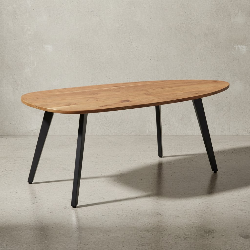 KADIMA DESIGN Couchtisch Akazie, Massivholz, moderne Nierenform, stabile Metallbeine 