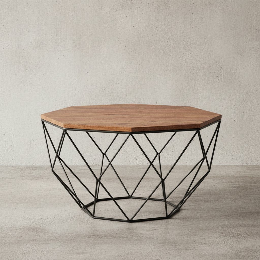 KADIMA DESIGN Couchtisch Sheesham, Modernes Industrial-Design aus Holz und Edelstahl 