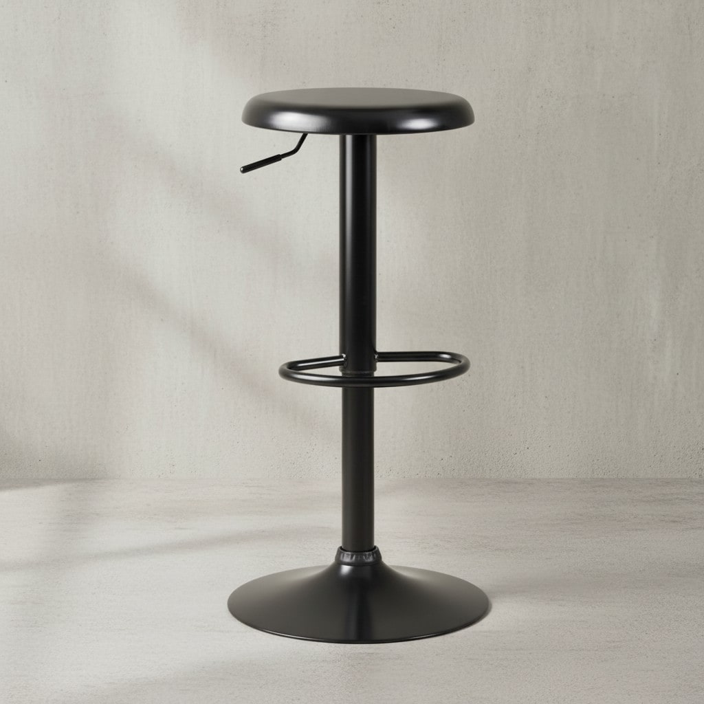KADIMA DESIGN Moderne Barhocker, h&ouml;henverstellbar mit Fu&szlig;ablage, Schwarz, 40x58-79cm 