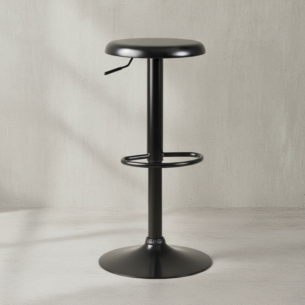 KADIMA DESIGN Moderne Barhocker, höhenverstellbar mit Fußablage, Schwarz, 40x58-79cm