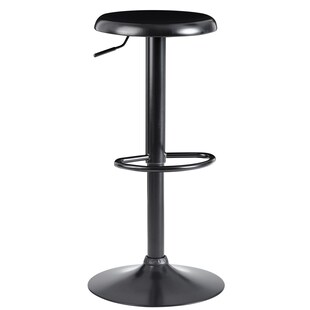 KADIMA DESIGN Moderne Barhocker, höhenverstellbar mit Fußablage, Schwarz, 40x58-79cm 