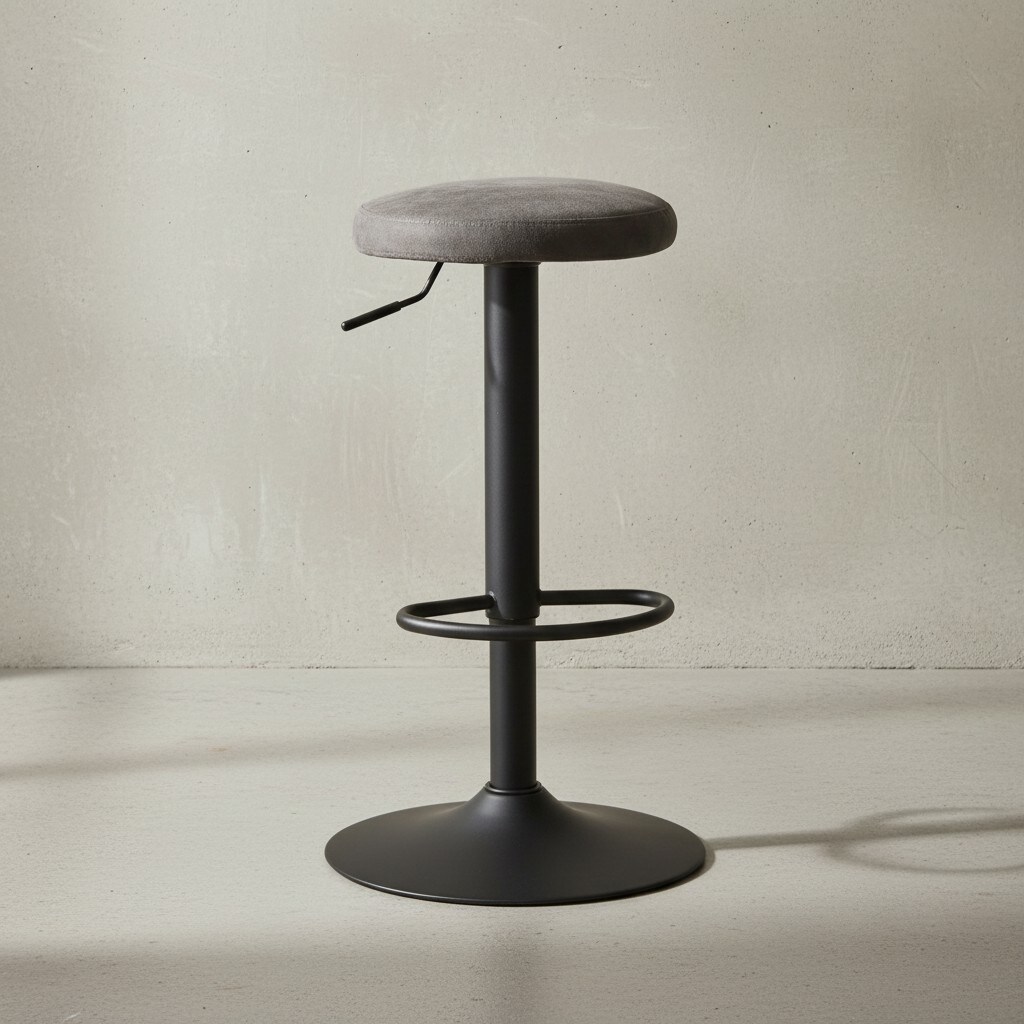 KADIMA DESIGN Barhocker CAMPANIA: 58-79 cm Sitzhöhe, Eisenmaterial, Bezug in Wildlederoptik, 360° drehbar.