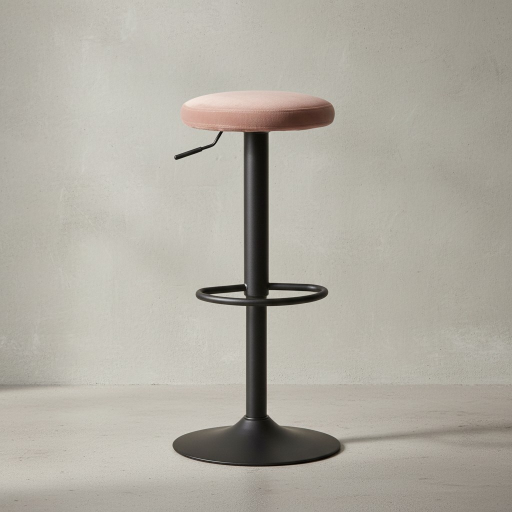 KADIMA DESIGN Barhocker CAMPANIA: 58-79 cm Sitzh&ouml;he, Eisenmaterial, Samt/Wildlederoptik Bezug, 360&deg; drehbar. 