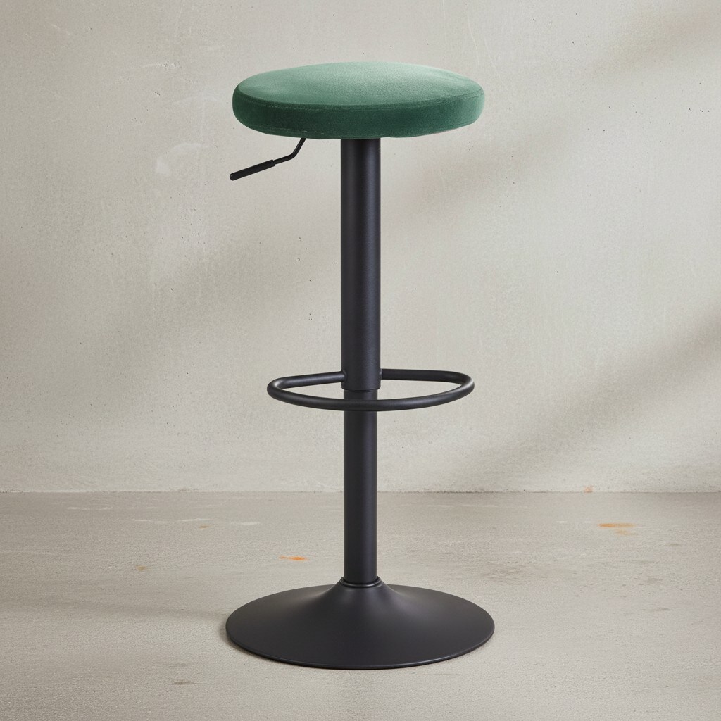 KADIMA DESIGN Barhocker CAMPANIA: 58-79 cm Sitzh&ouml;he, Eisenmaterial, Samt/Wildlederoptik Bezug, 360&deg; drehbar. 