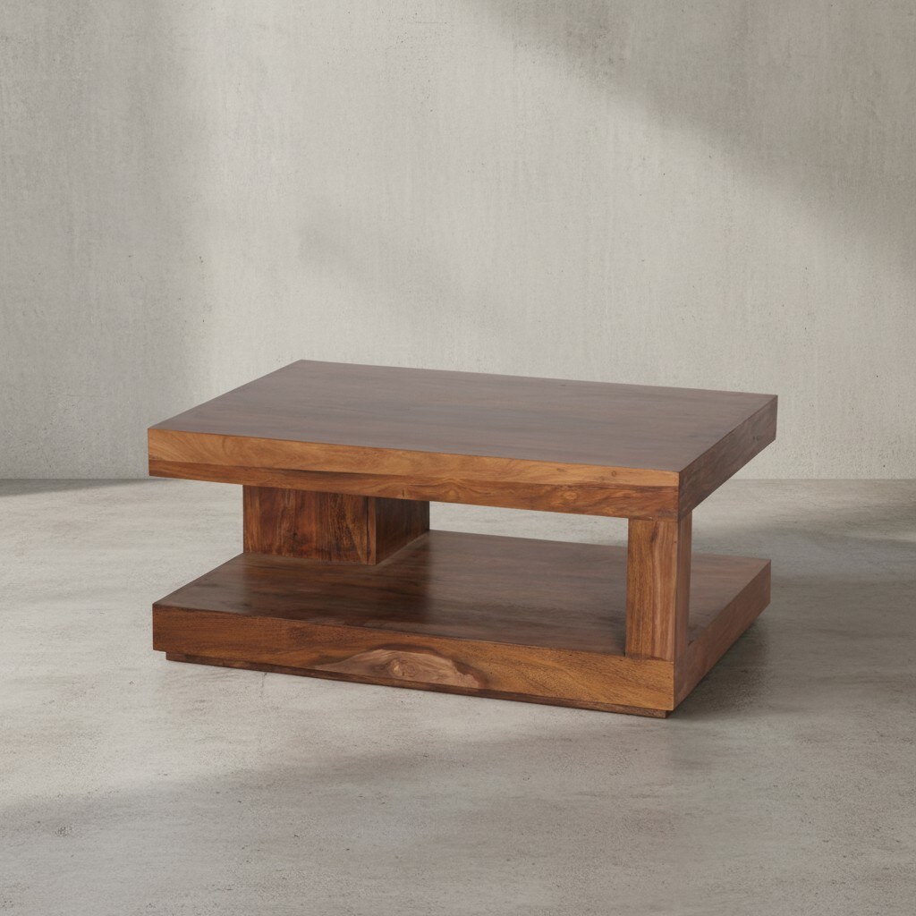 KADIMA DESIGN Sheesham Massivholz Couchtisch, 90x60 cm, Einzigartige Maserung, 30 kg Belastbar