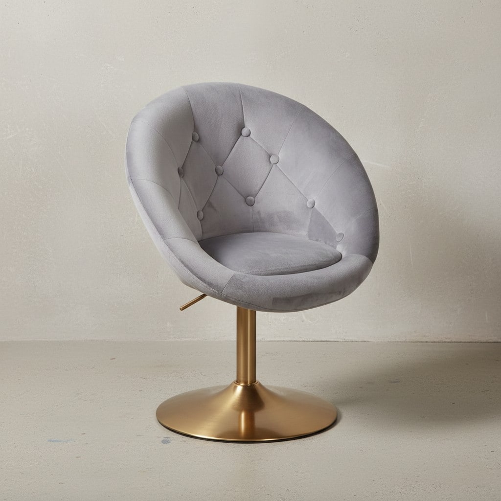 KADIMA DESIGN Chesterfield-Loungesessel ADDA: 360° Drehfunktion, Samtbezug, Trompetenfuß, 67x80-100x62 cm, Rosa/Blau/Grau.