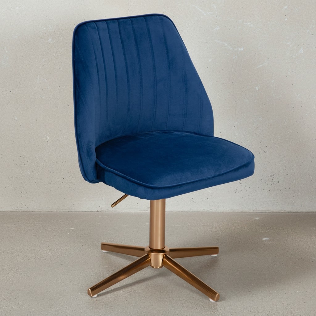 KADIMA DESIGN Samt Drehstuhl TANARO: H&ouml;henverstellbar, 360&deg; drehbar, Samtbezug, Eisenuntergestell, 120 kg Belastung. 