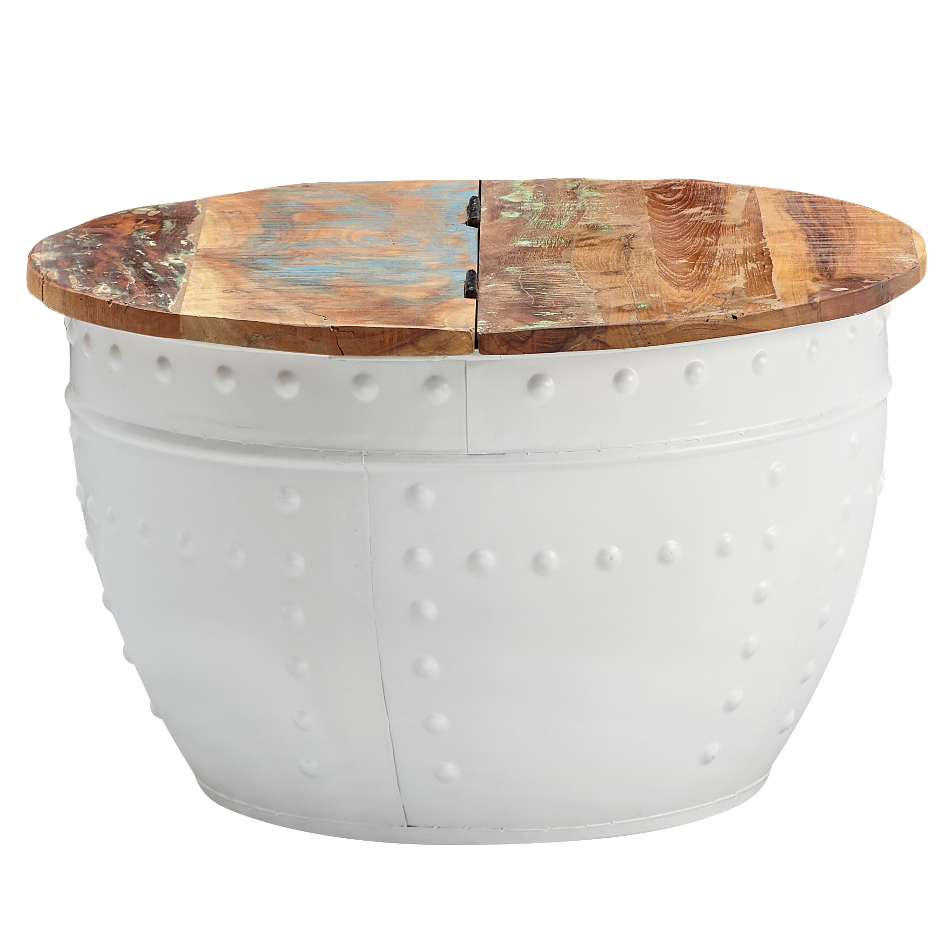 KADIMA DESIGN Massivholz Couchtisch SERCHIO: Industrieller Stil, klappbare Tischplatte, Metallgestell, 60x36x60 cm. 