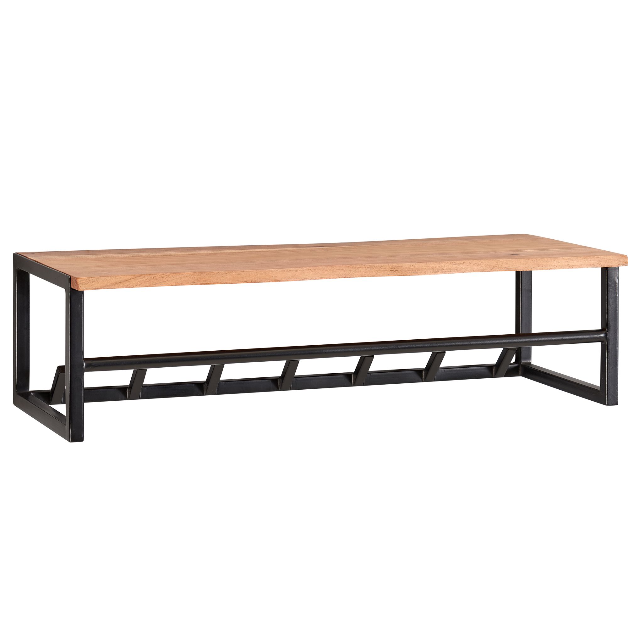 KADIMA DESIGN Rustikale Wandgarderobe, Akazienholz & Metall, Nat&uuml;rliche Baumkante 