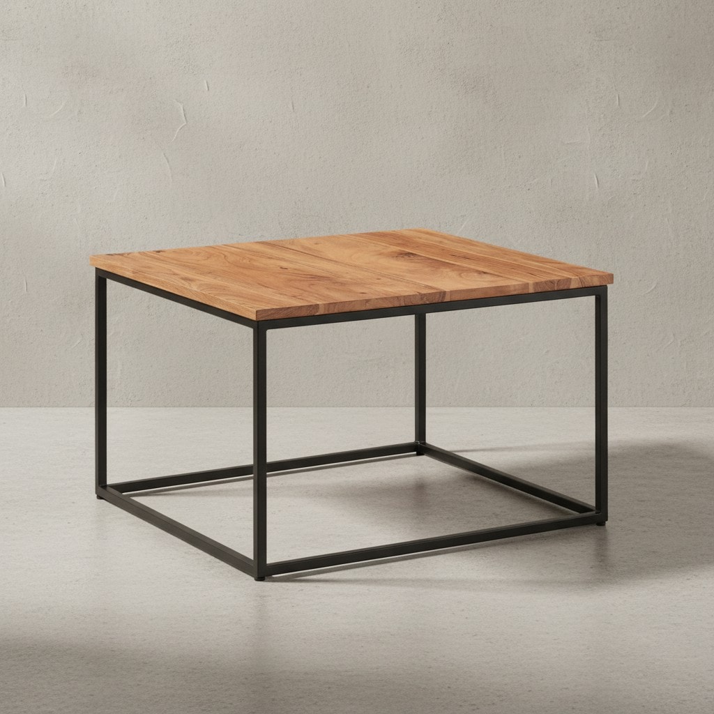 KADIMA DESIGN Couchtisch Industrial, Akazienholz & Eisengestell, Handgefertigt