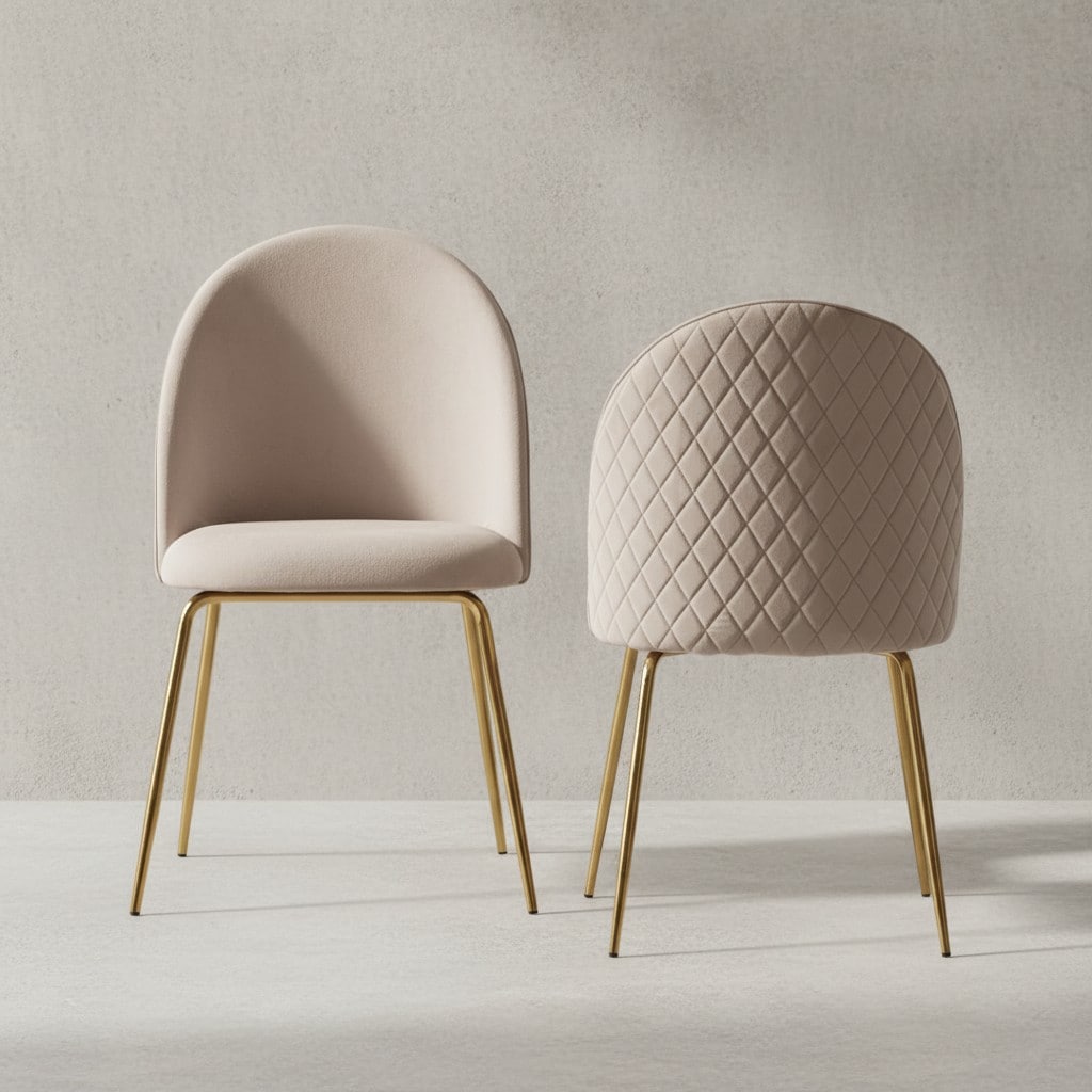 KADIMA DESIGN Skandinavischer Esszimmerstuhl 2er Set POLLY: Diamantrückenmuster, Samtbezug, lackiertes Eisengestell, 53x86x50 cm, …
