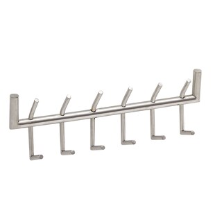 KADIMA DESIGN Silberne Metall-Wandgarderobe, 12 Haken, 60x19x10 cm, Handarbeit 