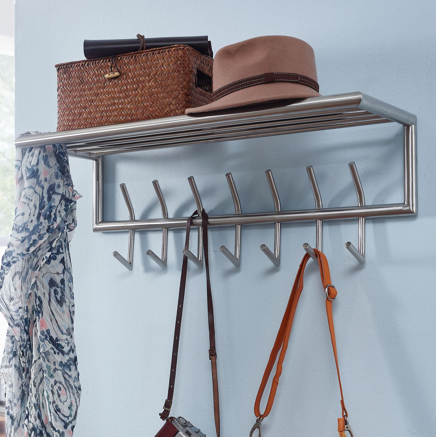 KADIMA DESIGN Wandgarderobe mit vielseitigen Aufbewahrungsmöglichkeiten, Polierter Stahl